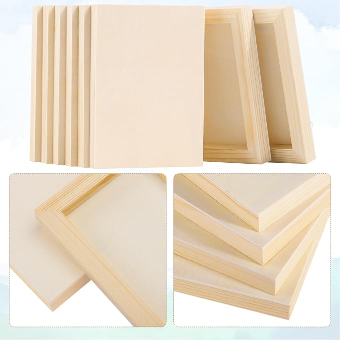 Aodaer 8 Pack Wood Panels 5 x 7 Inch Wooden Panels Canvas Unfinished Craft Wood Boards Panels for Art Crafts Acrylic and Oil Painting Pouring DIY Projects