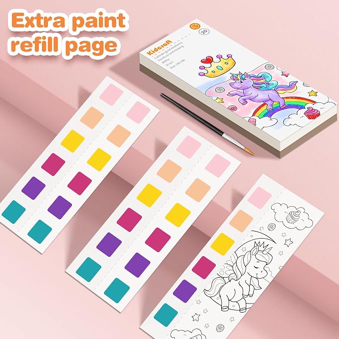 Kidcraft Paint with Water Coloring Books for Toddlers, Pony+Princess