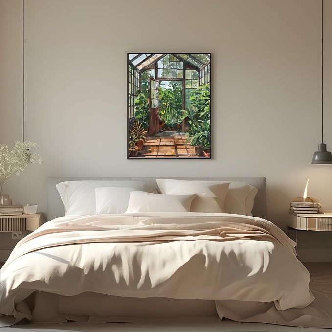 Greenhouse Art Paint by Numbers for Adults Beginner, Garden Plants Paint by Number Kits on Canvas, Botanical Floral Art DIY Oil Painting Watercolor Color by Numbers for Home Wall Decor 16X20inch