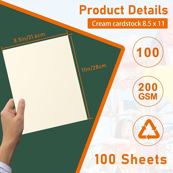 Guakicae 100 Sheets Cream Cardstock 8.5 x 11 Off White Paper 75lb