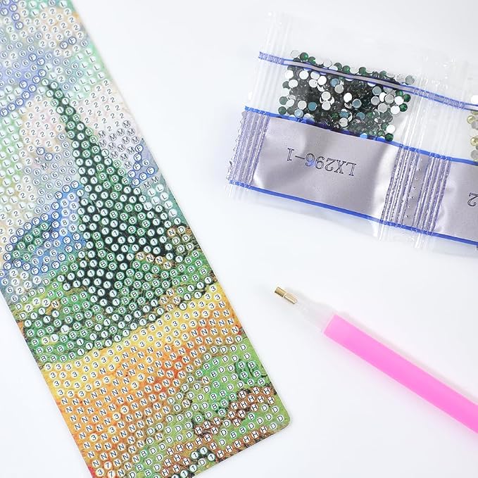 icceemee 4 pcs Oil Painting Themes Diamond Painting Bookmarks, DIY Diamond Art Kits for Adults, Book Corner - Protecting Bookmark Craft Supplies Kits for Book Lovers