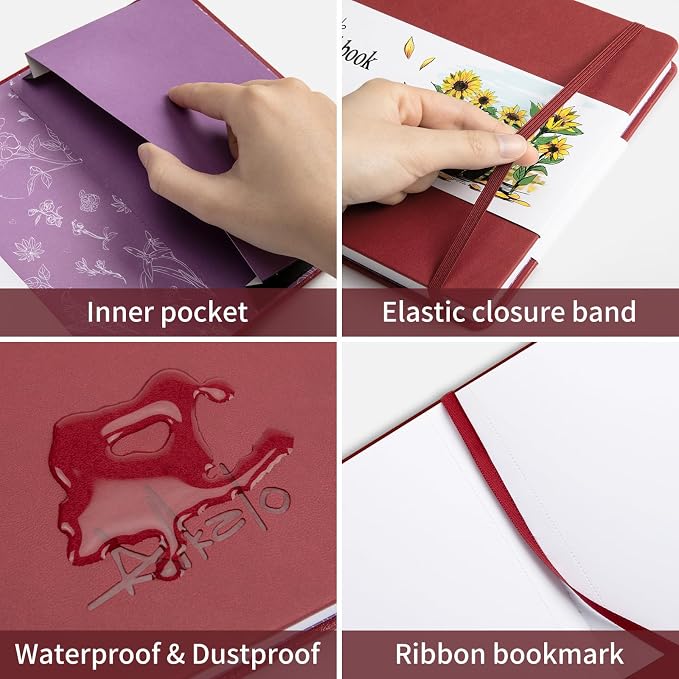 Sketchbook for Drawing, 120 Pages Sketch Book, 122LB/180GSM Thick Paper | Mixed Media Sketchbook for Charcoal Pencil, Inks Pen, Colored Pencil, Acrylic Marker, Oil Pastel