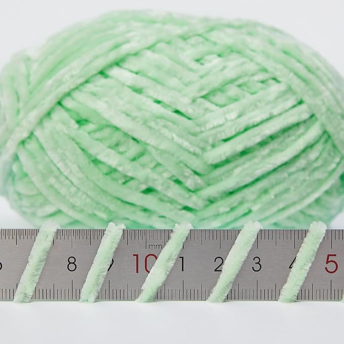 NICEEC 3 Skeins Soft Chenille Yarn 3x85m(3x93yds,3x50g)_Pink-Blue-Green