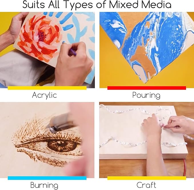 MEEDEN Unfinished Wood Canvas Board:4x4 Canvas Panel Pack of 6
