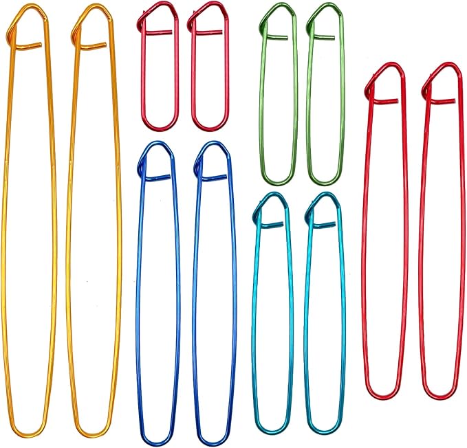 12 Pcs Knitting Stitch Holders for Crocheting, Colorful Aluminum, 6 Sizes | Yarn Knit Stitch Holder for Practical Knitting Accessories Crochet Tools for Sweaters Socks Yarn Sewing DIY Blankets