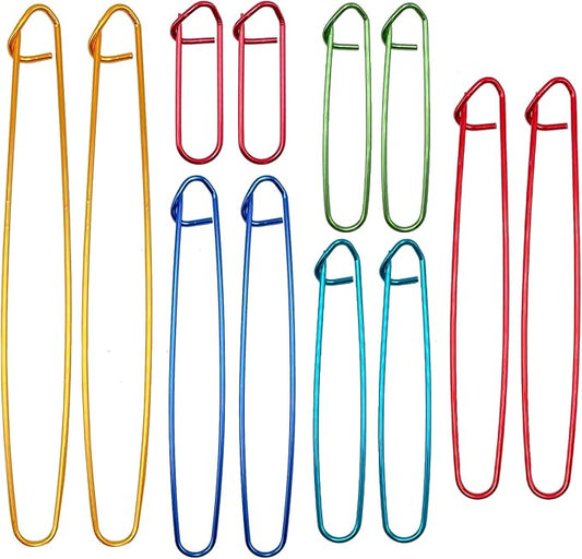 12 Pcs Knitting Stitch Holders for Crocheting, Colorful Aluminum, 6 Sizes | Yarn Knit Stitch Holder for Practical Knitting Accessories Crochet Tools for Sweaters Socks Yarn Sewing DIY Blankets