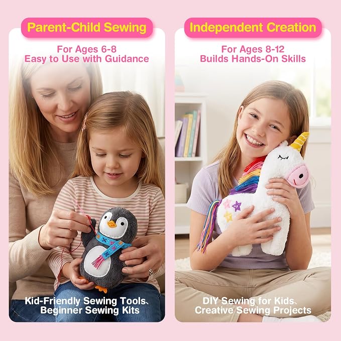 Avenir My First Sewing Kit for Kids 6-8, Unicorn Stuffed Animal Craft Set