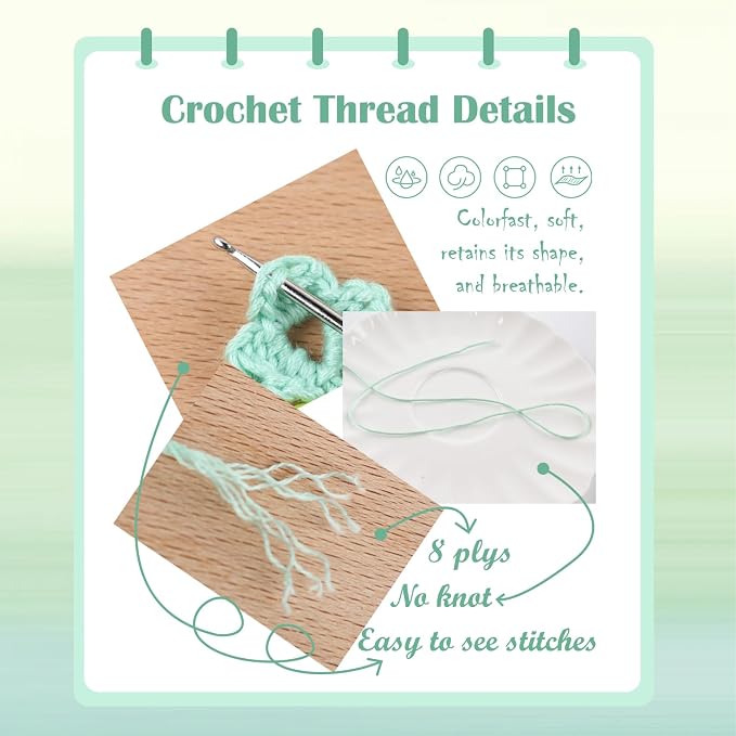 Crochet Thread Size 3, 3 Pearl Yarn Balls for Crocheting Sage Green