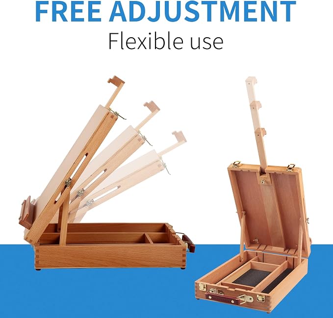 Falling in Art Wooden Tabletop Easel, Beech Wood Sketchbox Desktop Easel | Painting, Portable Art Drawing Easel for Beginners and Professionals
