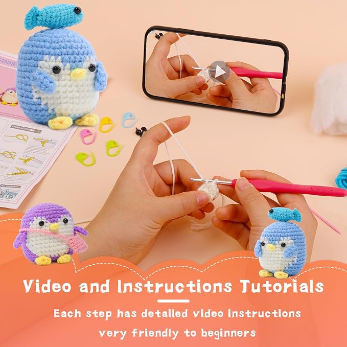 IMZAY 2 Pack Crochet Kit for Beginners Crochet Animals Kit