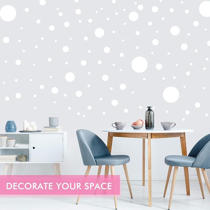 Zonon 264 Pcs White Polka Dot Wall Decals, Circle Vinyl Stickers
