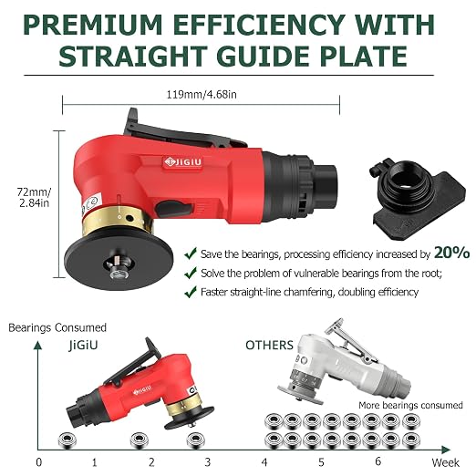 Upgraded Pneumatic Chamfer Tool with Straight Guide Plate Save Guide Wheels