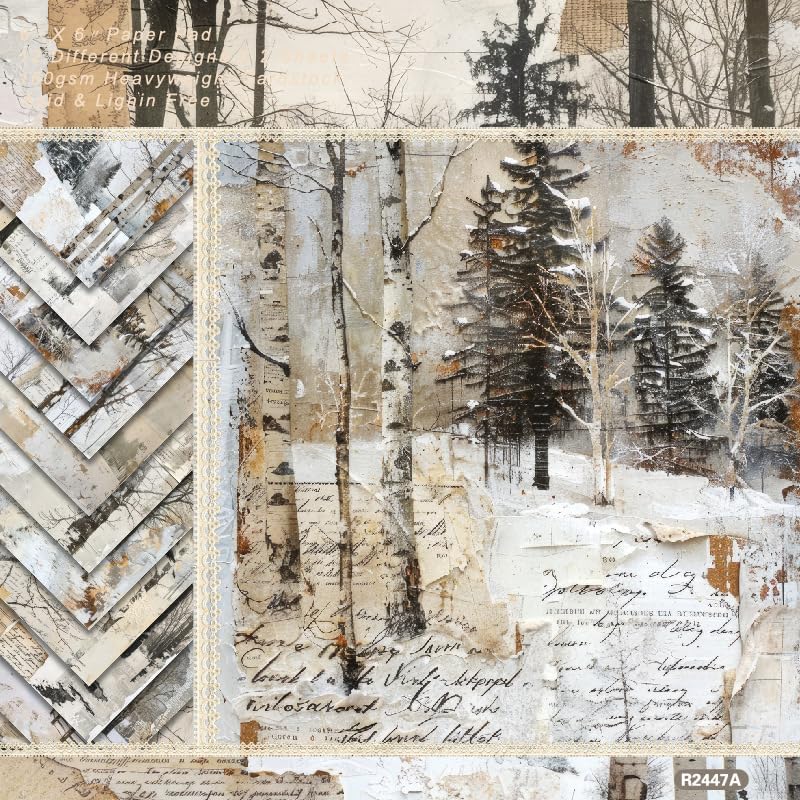 Scrapbook Paper Pad, 6x6 Inch, Single-Sided Decorative Craft Paper, 24 Sheets for Scrapbooking, Cardmaking & DIY Crafts - Winter Gray