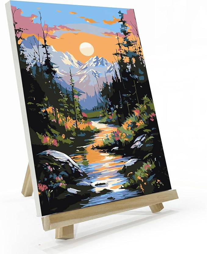 JOOZ Mountain Paint by Number for Adults with Frame, 8x12 Inch