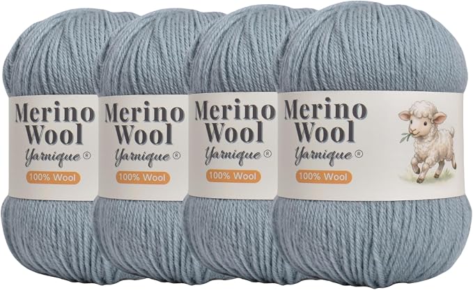 1oo% Australian Merino Wool Yarn, Sport Weight, 4 Balls – 656 Yds