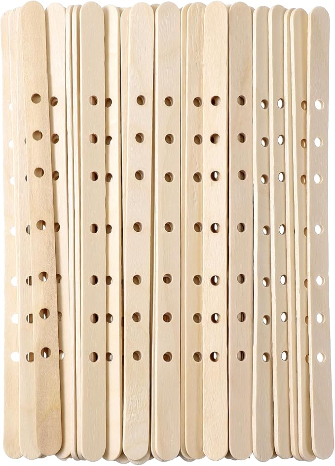 Wooden Candle Wick Holders 50 Pcs 7 Holes Wick Centering Devices | Candle Multiwick Bars Candles Making Bars Wax Stick Clips Center Tool for DIY Wax Crafting Material Supplies