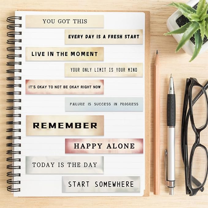 50PCS Boho Word Stickers, Motivational Stickers for Scrapbook