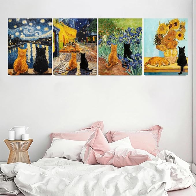 4 Pack Black Cat Diamond Art Kits for Adults Diamond Painting Kit Beginner