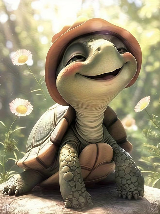 5D Cute Smiling Turtle Diamond Art kits for Adults Beginners 12x16in | Diamond Painting Kit DIY Full Round Drill Paint by Diamonds Dot Gem Art for Adult, Home Wall Decor