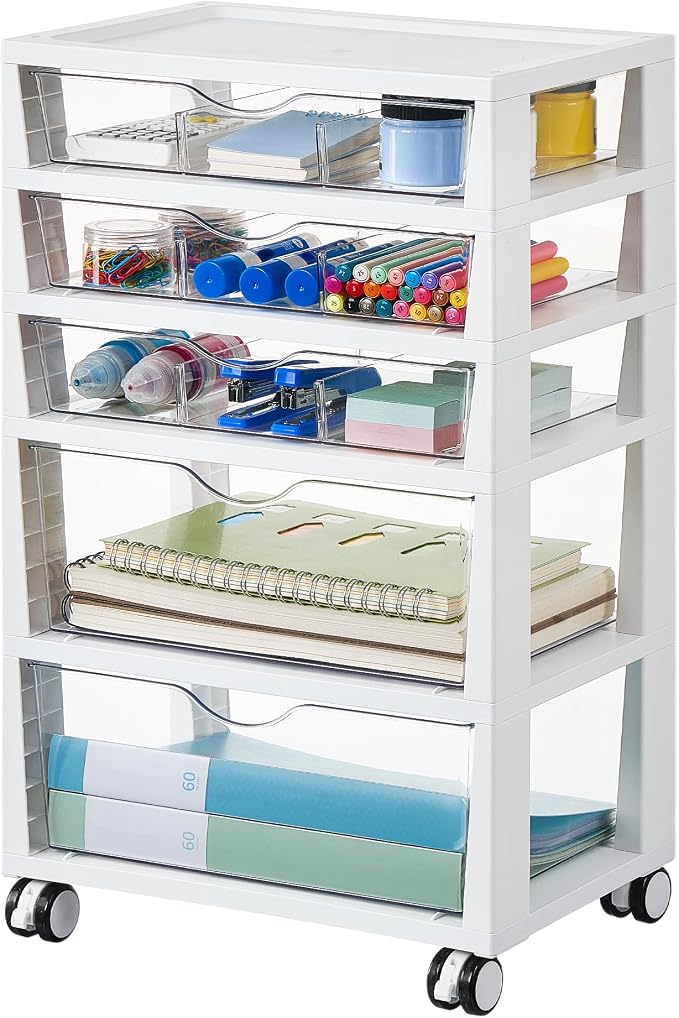 Vtopmart 5-Tier Plastic Drawer Storage Rolling Cart with Wheels
