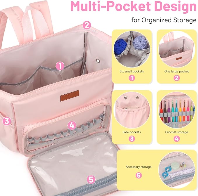 Coopay All-in-One Crochet Kit for Beginners Adults Kids-Ideal Crochet Gift | Beginner Crochet Kits Include Large Crochet Backpack,Hooks,Yarn and Easy-to-Follow Tutorial, Crochet & Knitting Supplies