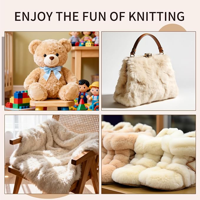 Faux Fur Yarn Soft Fluffy for Crocheting - 1 Skeins(Each 3.5oz/100g, 71yd/65m) - Chunky & Fluffy Yarn for Crochet Amigurumi, Blankets, Hand Knitting, Scarves &Crafts (1, Light Green)