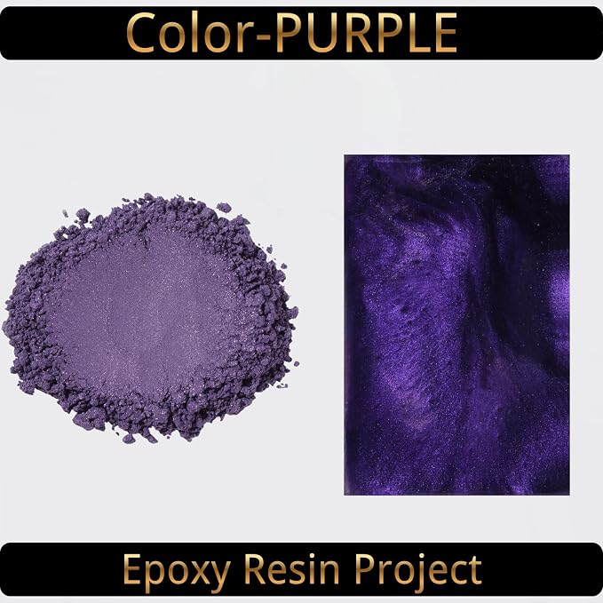 Mica Powder, Purple, 240g with Scoop, Complies with ASTM D-4236 | For Epoxy Resin, Soap, Bath Bomb, Candle| Safety Material| Odorless| Brilliant Colors