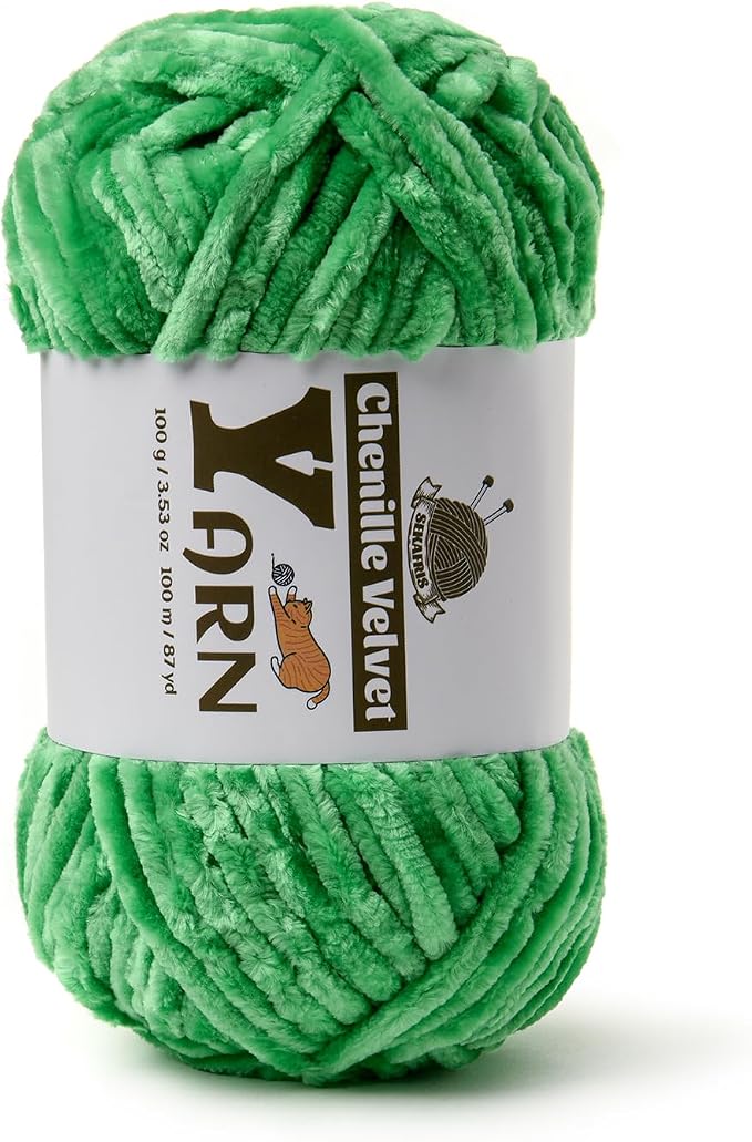 Chenille Crochet Christmas Green Yarn 1 Pack