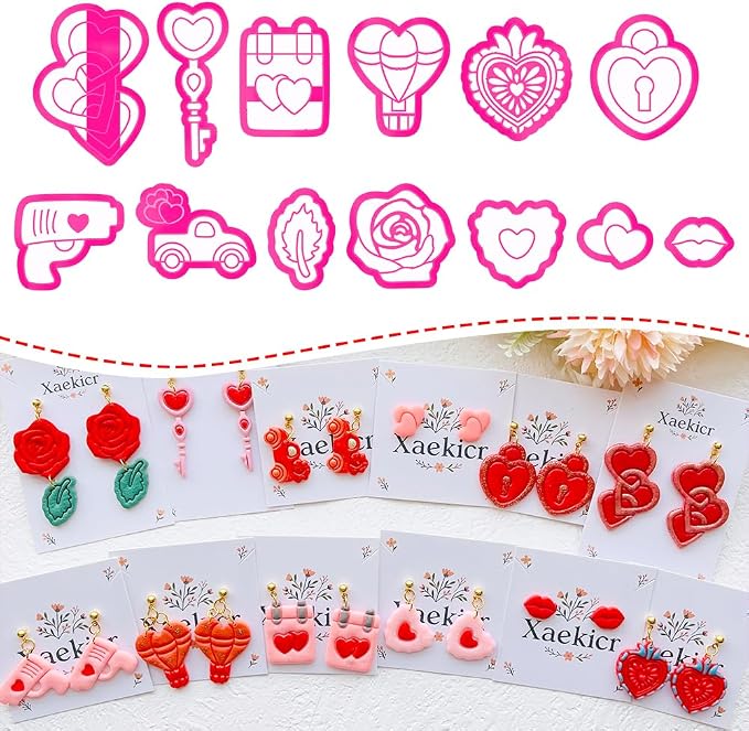 Heart Theme Polymer Clay Cutters Set – Molds and Clay Cutters for Polymer Clay, Decorative Clay Earring, Clay Tools