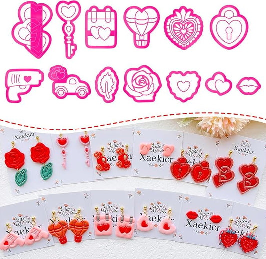 Heart Theme Polymer Clay Cutters Set – Molds and Clay Cutters for Polymer Clay, Decorative Clay Earring, Clay Tools