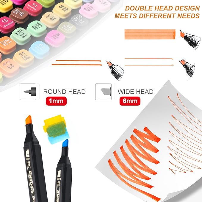 Yellow Orange Colors Alcohol Markers Set,24 Color Dual Tips Art Markers,Markers Pens for Artist Adults Coloring Illustration Painting DIY Crafts Making Art Supplies