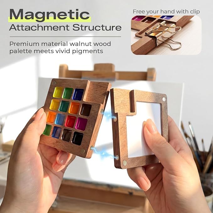 Travel Watercolor Set, 15 Color Portable Watercolor Paint Set