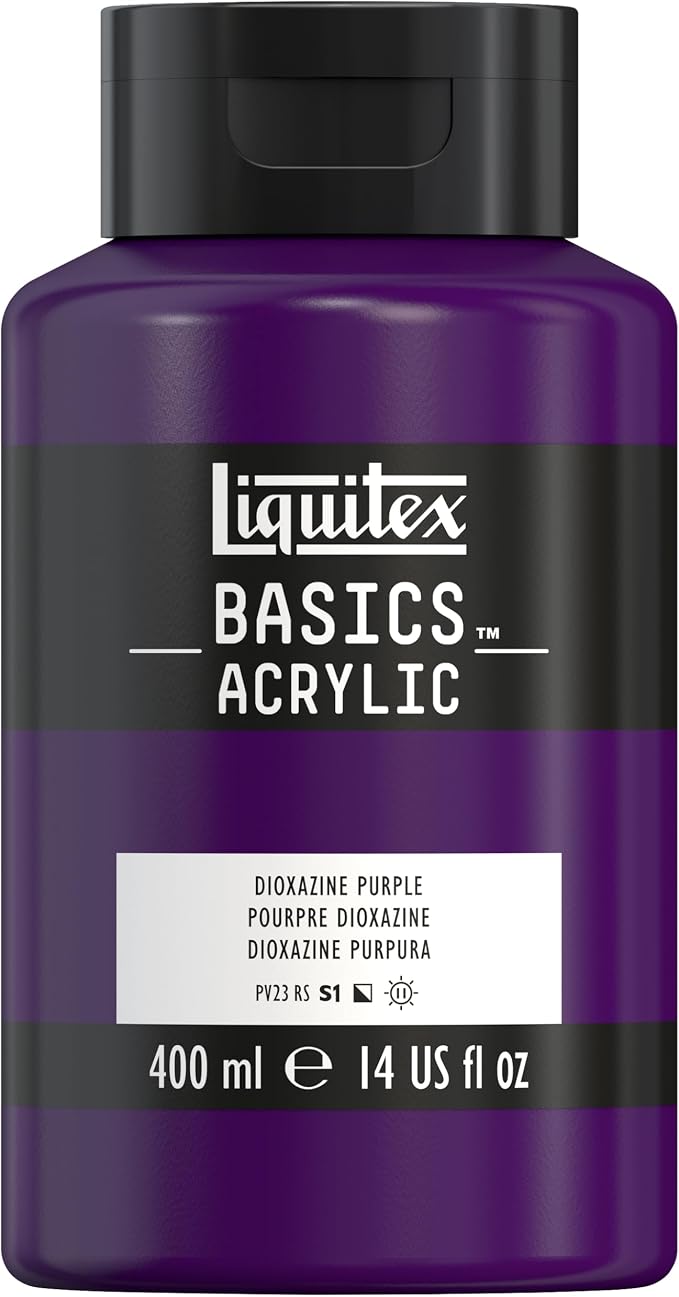 Liquitex BASICS Acrylic Paint, 13.5-oz Bottle, Dioxazine Purple | Medium Viscosity, Satin Finish, Lightfast, Fine Art Pigments, Range of Opacities, Easy Blending
