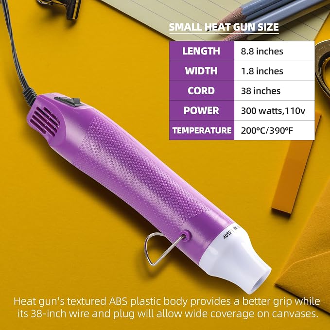 Bubble Removing Tool for Epoxy Resin and Acrylic Art, DIY Glitter Tumblers, Specially-Designed Heat Gun for Making Acrylic Resin Travel Mugs Tumblers to Remove Air Bubbles (Purple, 8.8x1.8")