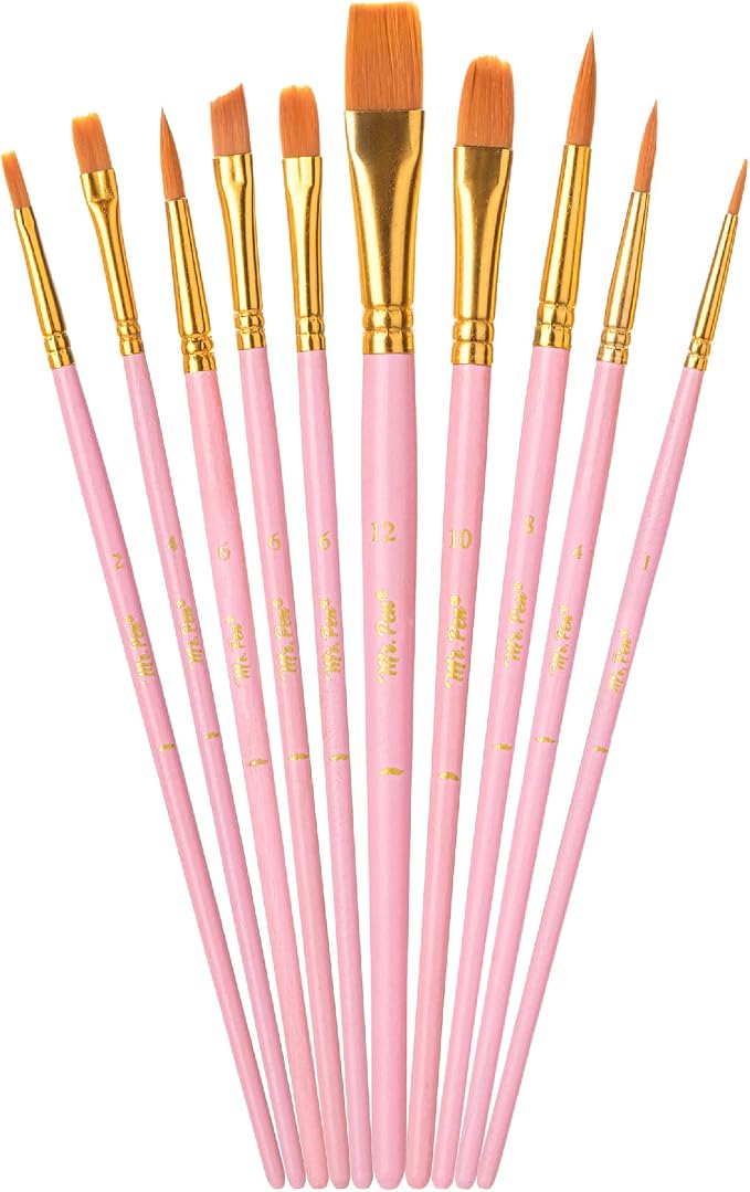 Mr. Pen- Acrylic Paint Brushes Set, 10 Pack, Round & Pointed Tip