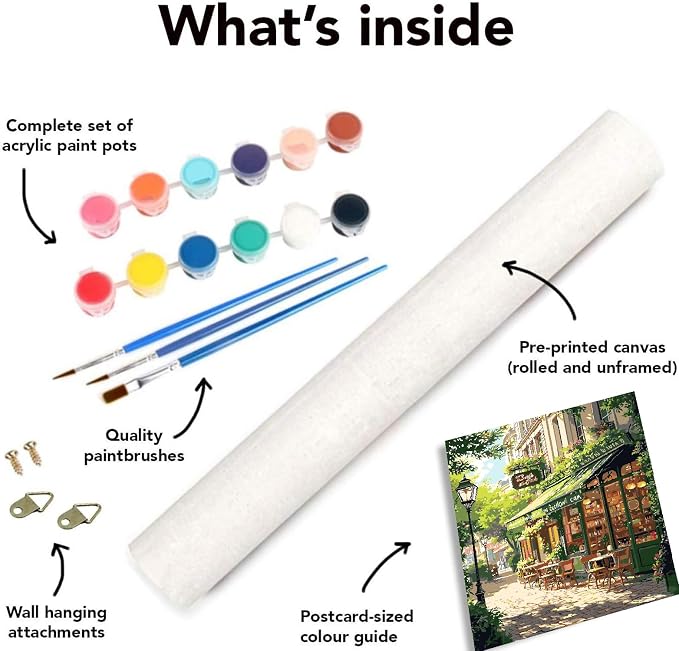 Mrnsiet Paint by Numbers Kit for Adults, Easy Street Cafe Adult Paint by Number Kits on Canvas, Spring Scene DIY Acrylic Oil Number Painting Kits for Home Wall Decor Gift 16x20 Inch