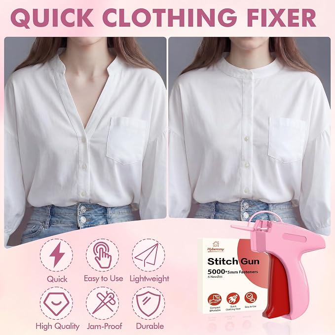 Stitch Gun for Clothes, Tagging Gun, Quick Clothing Fixer, Rose