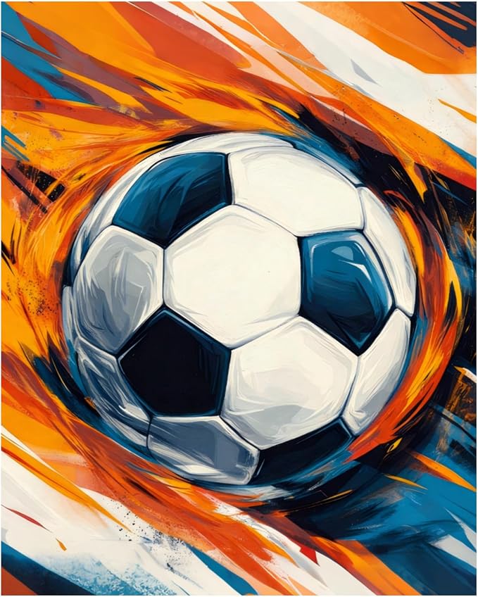 AUKELHJ Paint by Numbers Kit for Adults Beginner, Soccer, 16X20 Inch | Paint by Number for Adults, Beginner Friendly, High-Definition Color Canvas, Stress Relief, Home Decor, Gifts, Unframed