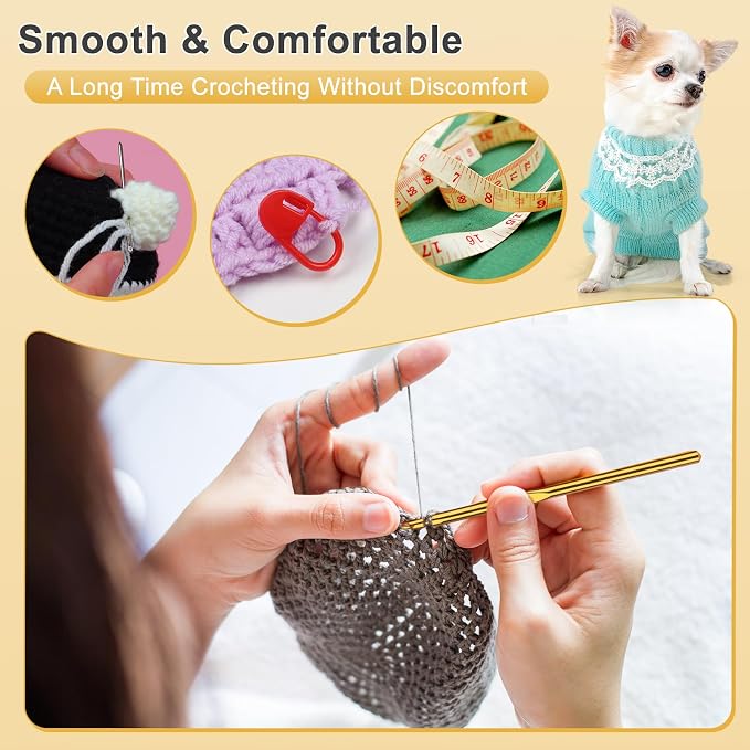 Aeelike 1093 Yards for Crocheting, Crochet Starter Kits, Black | Crochet Kit with Everything include 1093 Yards Yarn, Aluminum Crochet Hooks,Step-by-Step Instruction and Black Organiser Bag