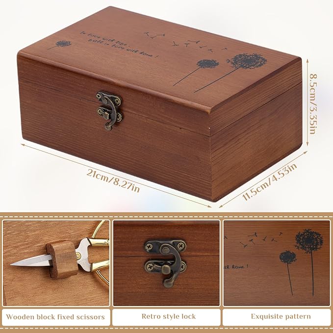 SHWAKK Sewing Kit, Wooden Sewing Kit Box for Adults Beginner Traveler