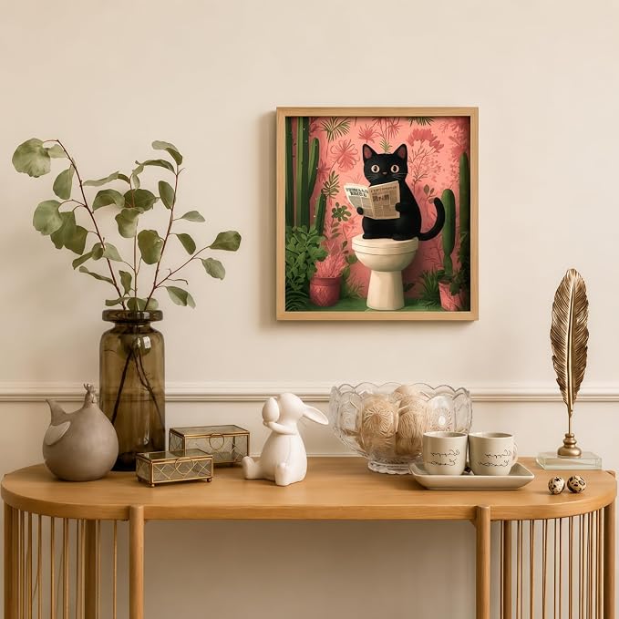 XSJDBYYQ Reading Black Cat Diamond Art Kits for Adults, 5D Diamond Painting