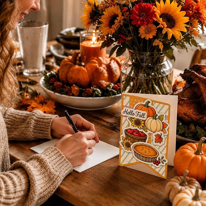 Card Making Stamps and Cutting Dies Set(Thanksgiving Pumpkin) | Durable Silicone Stamps and High - Quality Carbon Steel Dies for Card Making, Photo Albums and Diary Decoration
