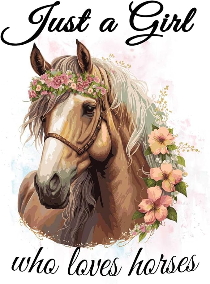 GEEHEIY Diamond Art Kits for Adults, 5D Floral Horse Diamond Painting Kit