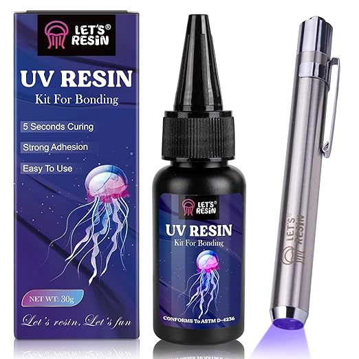 LET'S RESIN UV Resin Kit with Light, Bonding&Curing in Seconds, 30g