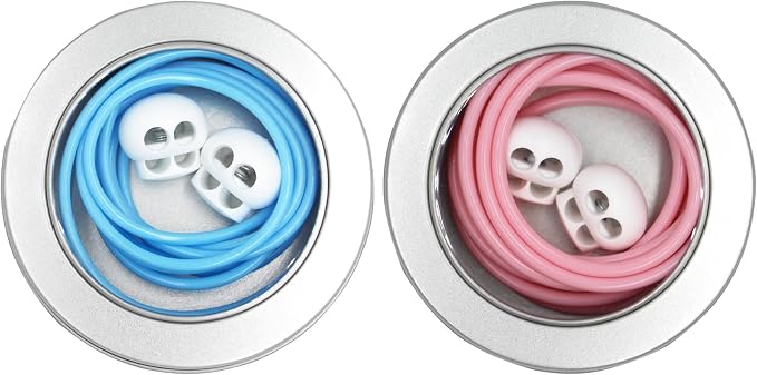 MEYAGO 2PCS PVC Knitting Stitches Holder Barber Cord Stitch Markers Knit Stiches Keeper PVC Knitting Cords with Knitting Needle Stoppers in Storage Tin