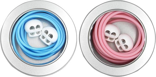 MEYAGO 2PCS PVC Knitting Stitches Holder Barber Cord Stitch Markers Knit Stiches Keeper PVC Knitting Cords with Knitting Needle Stoppers in Storage Tin
