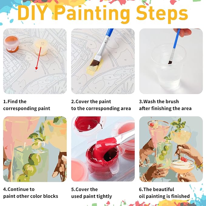 Mandun Cherrs Paint by Numbers Kit for Adults, 16x20 inch | DIY Painting Kits Crafts for Adults, Relieve Stress, Frame Canvas, Wooden Easel, Gift Box, Home Wall Decor