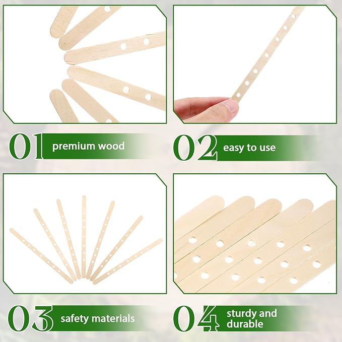Wooden Candle Wick Holders 50 Pcs 7 Holes Wick Centering Devices | Candle Multiwick Bars Candles Making Bars Wax Stick Clips Center Tool for DIY Wax Crafting Material Supplies