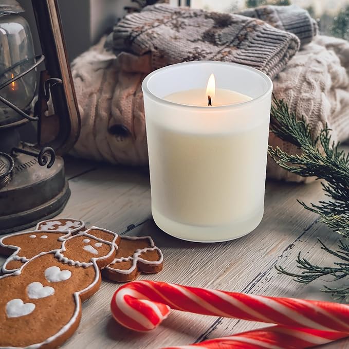 SHOWIN Thick Candle Jars for Making Candles 20 Pcs, 7 OZ Empty Jars with Wood Lids for Candle Making, Sample Container, Frosted White