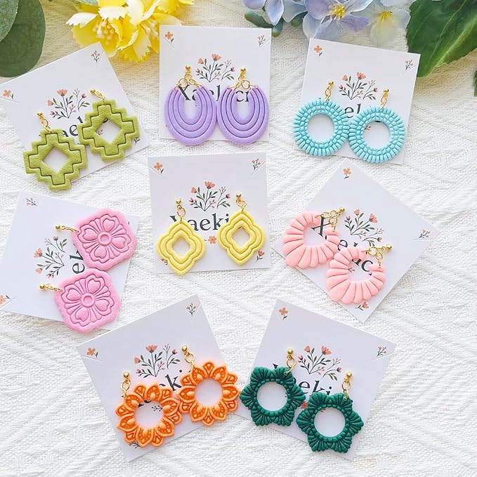 Geometric Pattern Polymer Clay Cutters Set – Molds and Clay Cutters for Polymer Clay, Clay Earring Tools